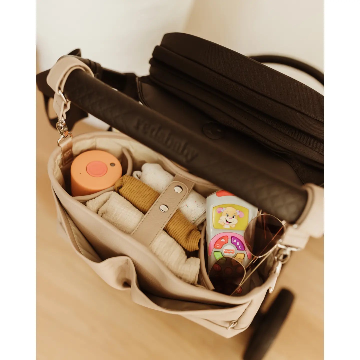 Signature Pram Caddy - Oat Dimple Vegan Leather