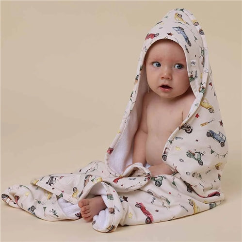 Vintage Cars Organic Hooded Baby Towel