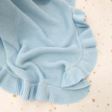 Baby Blue Ruffle Knit Organic Baby Blanket