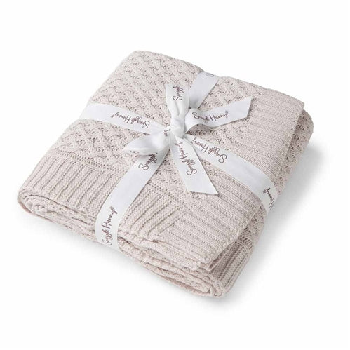 Warm Grey Diamond Knit Organic Baby Blanket