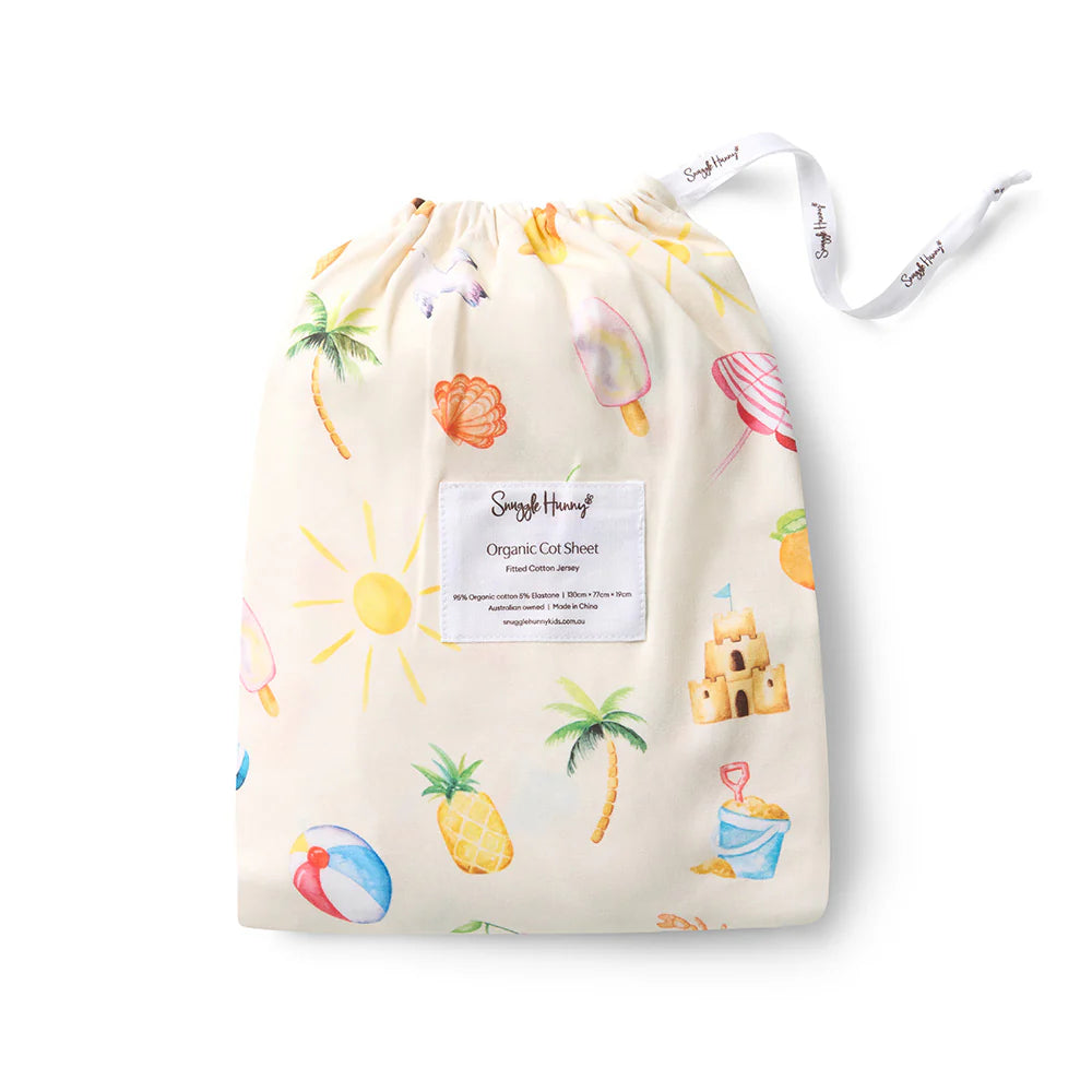 Beach Fun Organic Fitted Cot Sheet