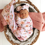 Birds & Bloom Organic Jersey Wrap & Top Knot Set