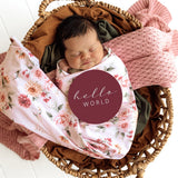 Birds & Bloom Organic Jersey Wrap & Top Knot Set