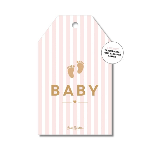 Gift Tag - Striped Pink Baby