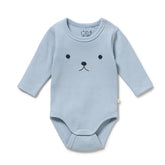 Storm Blue Organic Rib Long Sleeved Bodysuit