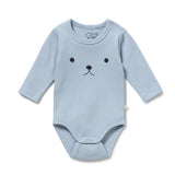 Storm Blue Organic Rib Long Sleeved Bodysuit