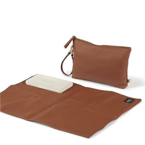 OiOi Nappy Changing Pouch - Chestnut Brown Vegan Leather