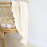 Cream Ruffle Knit Organic Baby Blanket