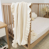 Cream Ruffle Knit Organic Baby Blanket
