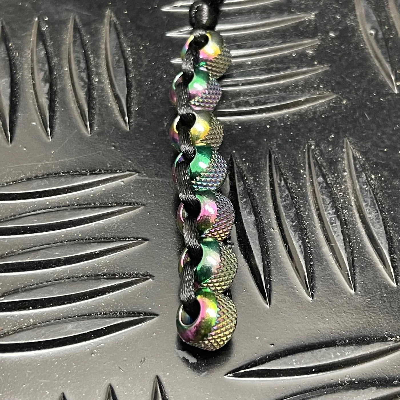 Crunchy Caterpillar Unisex Necklace - Oil Slick