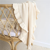 Cream Ruffle Knit Organic Baby Blanket