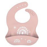 Silicone Catch Bib - Rainbow Dusty Pink