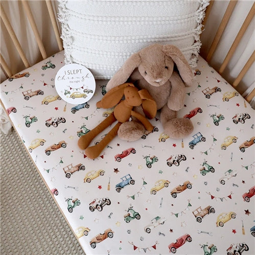 Vintage Cars Organic Fitted Cot Sheet