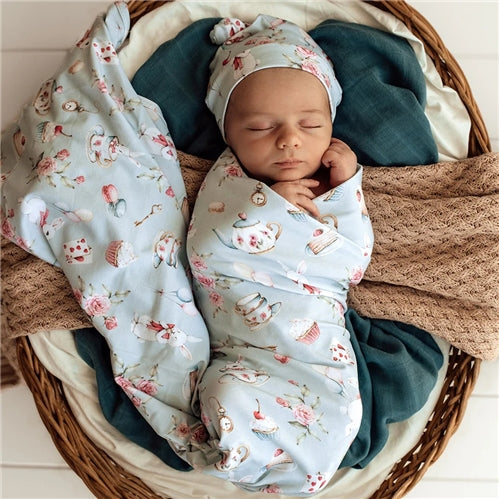 White Rabbit Organic Jersey Wrap & Beanie Set