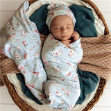 White Rabbit Organic Jersey Wrap & Beanie Set