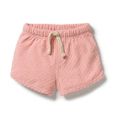 Petal Pink Check Organic Terry Tie Short