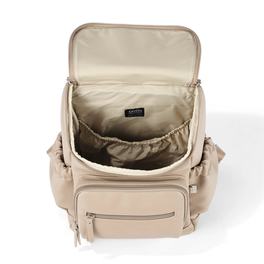 Mini Signature Backpack - Oat Vegan Leather