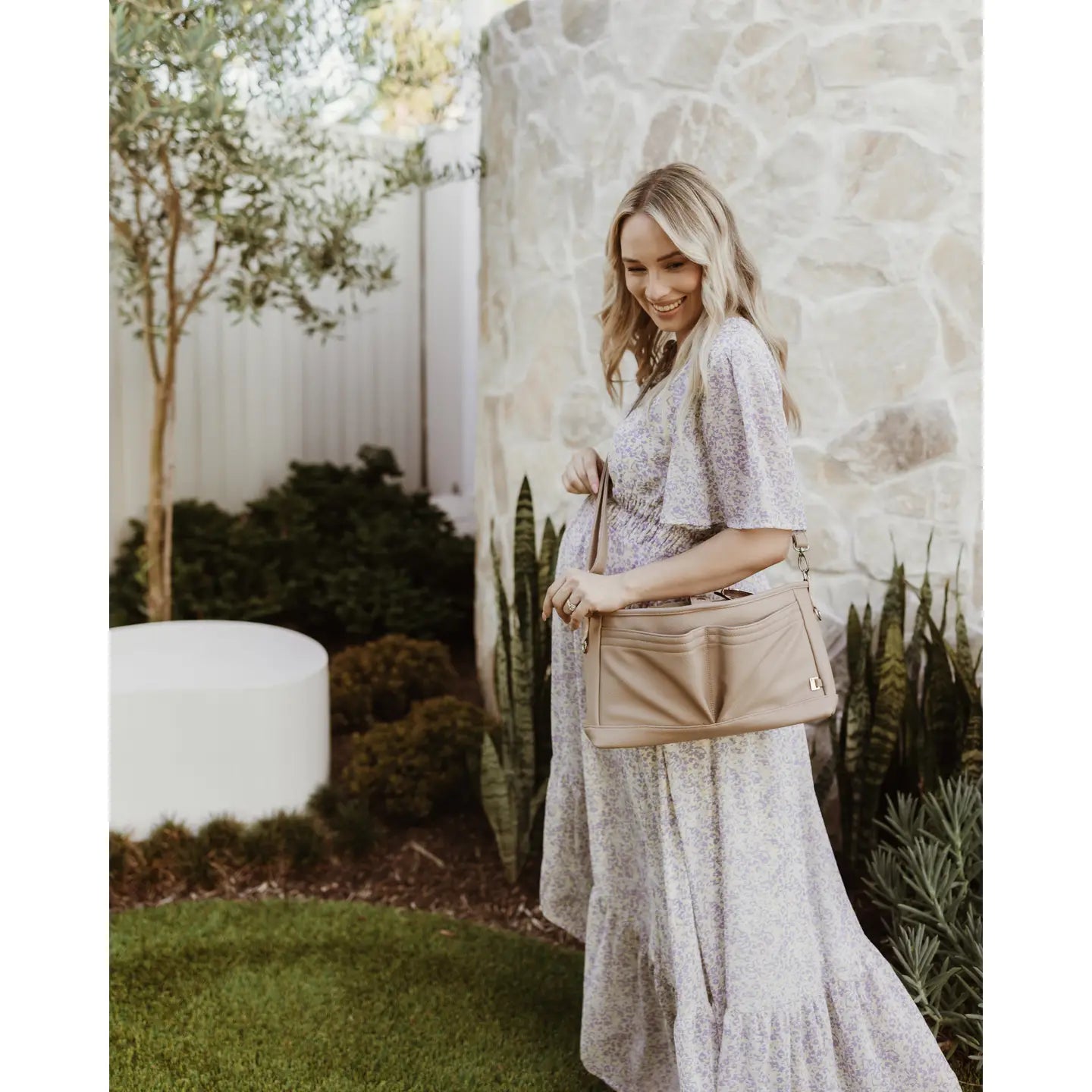 Signature Pram Caddy - Oat Dimple Vegan Leather