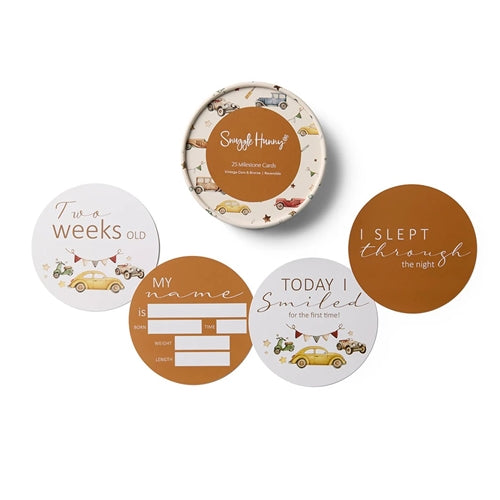 Vintage Cars &Bronze Reversible Milestone Cards