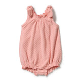 Pink Petal Check Organic Terry Tie Playsuit