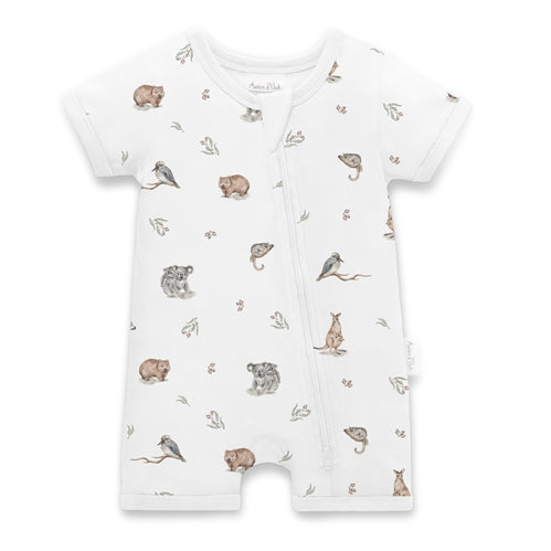 Native Animals SS Zip Romper