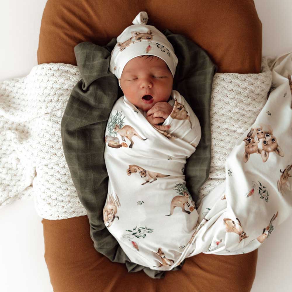 Organic Jersey Wrap & Beanie Set - Kanga