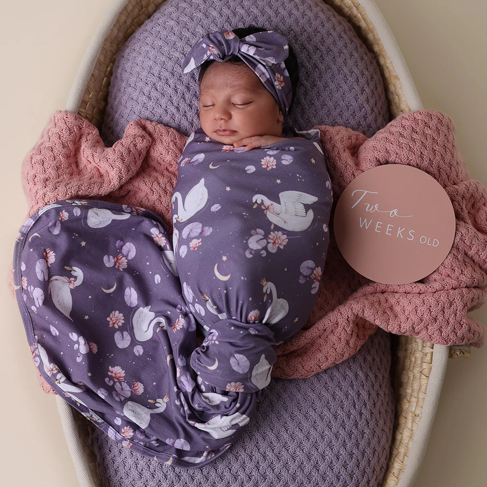 Midnight Swan Organic Jersey Wrap & Topknot Set