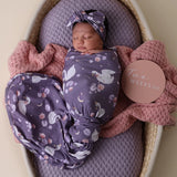 Midnight Swan Organic Jersey Wrap & Topknot Set