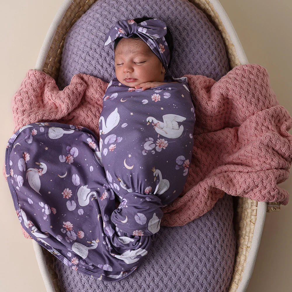 Midnight Swan Organic Jersey Wrap & Topknot Set