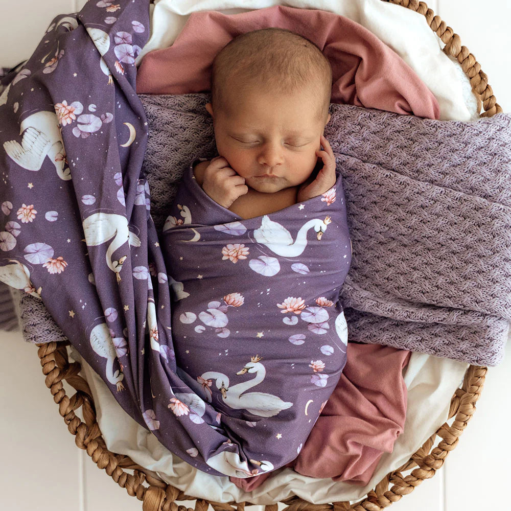 Midnight Swan Organic Jersey Wrap & Topknot Set