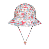 Swim Ponytail Bucket Beach Hat - Hibiscus