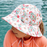 Swim Ponytail Bucket Beach Hat - Hibiscus