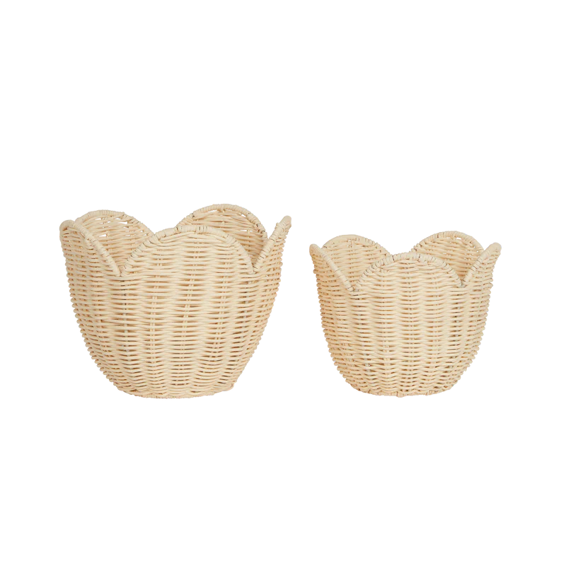 Rattan Lily Basket Set - Buttercream