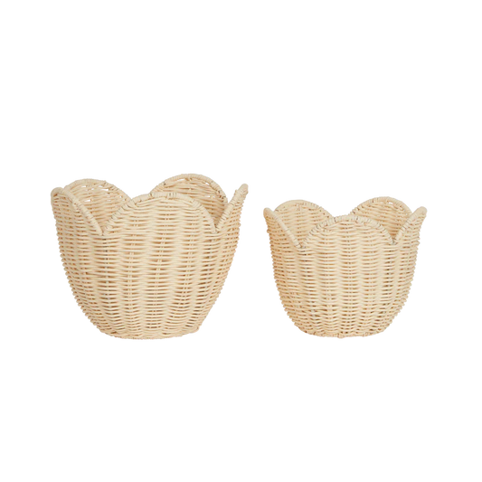 Rattan Lily Basket Set - Buttercream