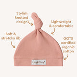 Rose Ribbed Organic Knotted Beanie