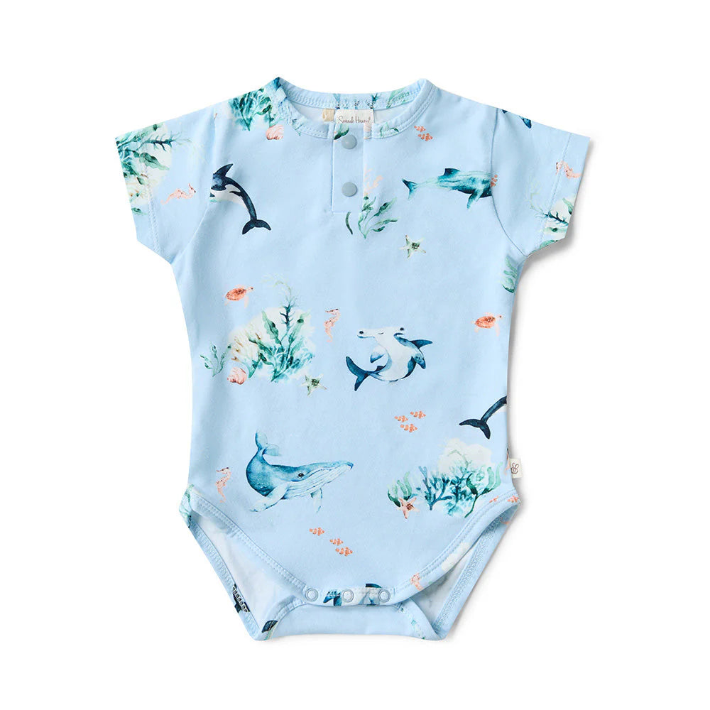 Ocean Blue Short Sleeve Organic Bodysuit