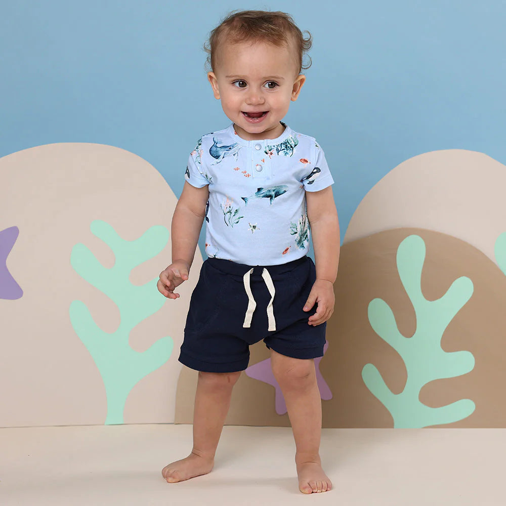 Ocean Blue Short Sleeve Organic Bodysuit