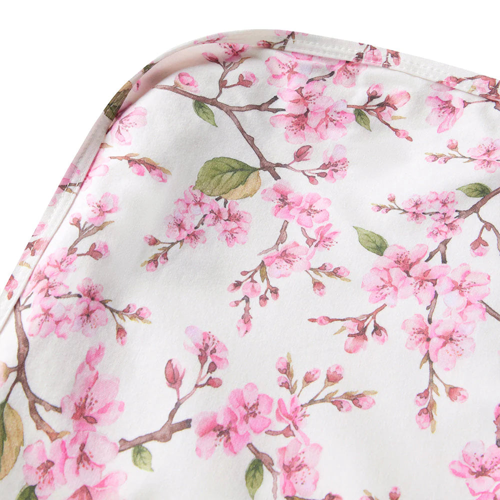 Cherry Blossom Organic Jersey Wrap & Top Knot Set