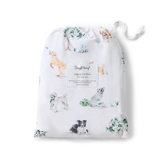 Dog Park Organic Fitted Cot Sheet
