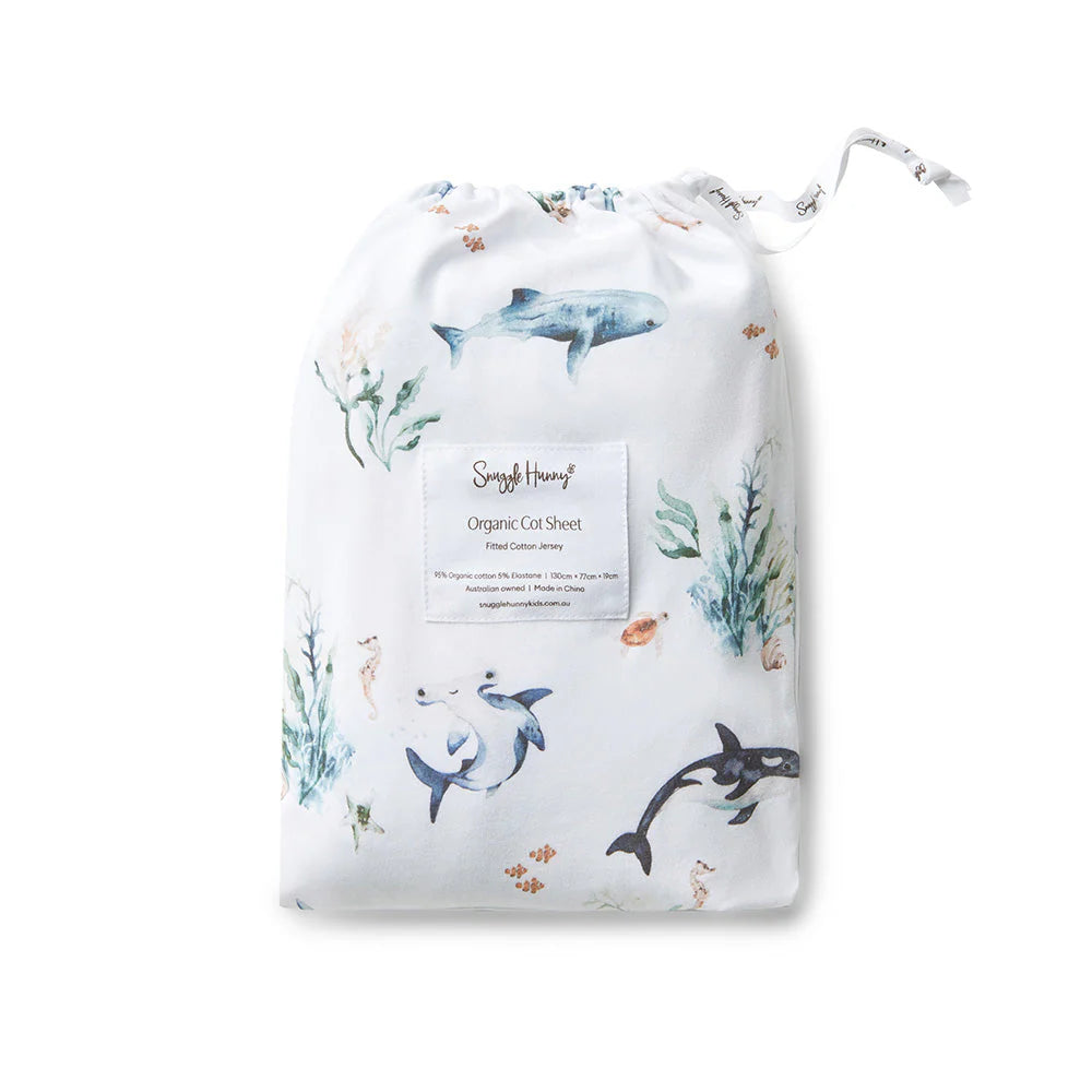 Ocean Organic Cotton Fitted Cot Sheet
