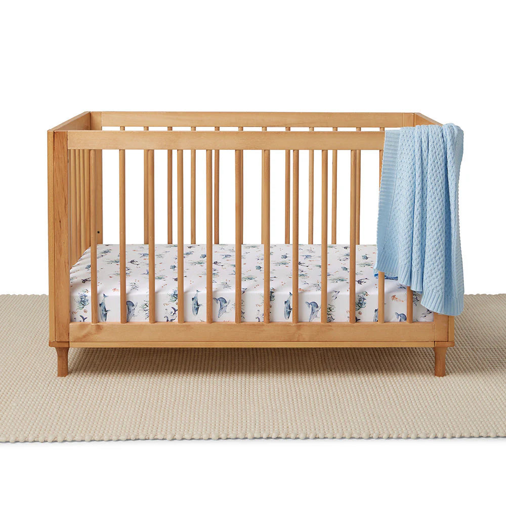 Ocean Organic Cotton Fitted Cot Sheet