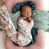Summer Palm Organic Jersey Wrap & Top Knot Set
