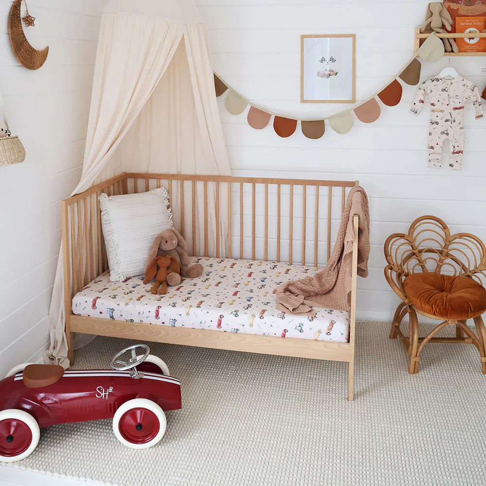 Vintage Cars Organic Fitted Cot Sheet