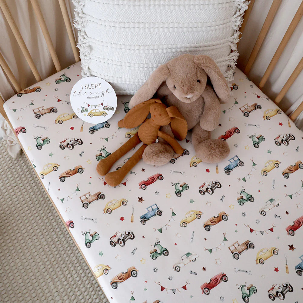 Vintage Cars Organic Fitted Cot Sheet