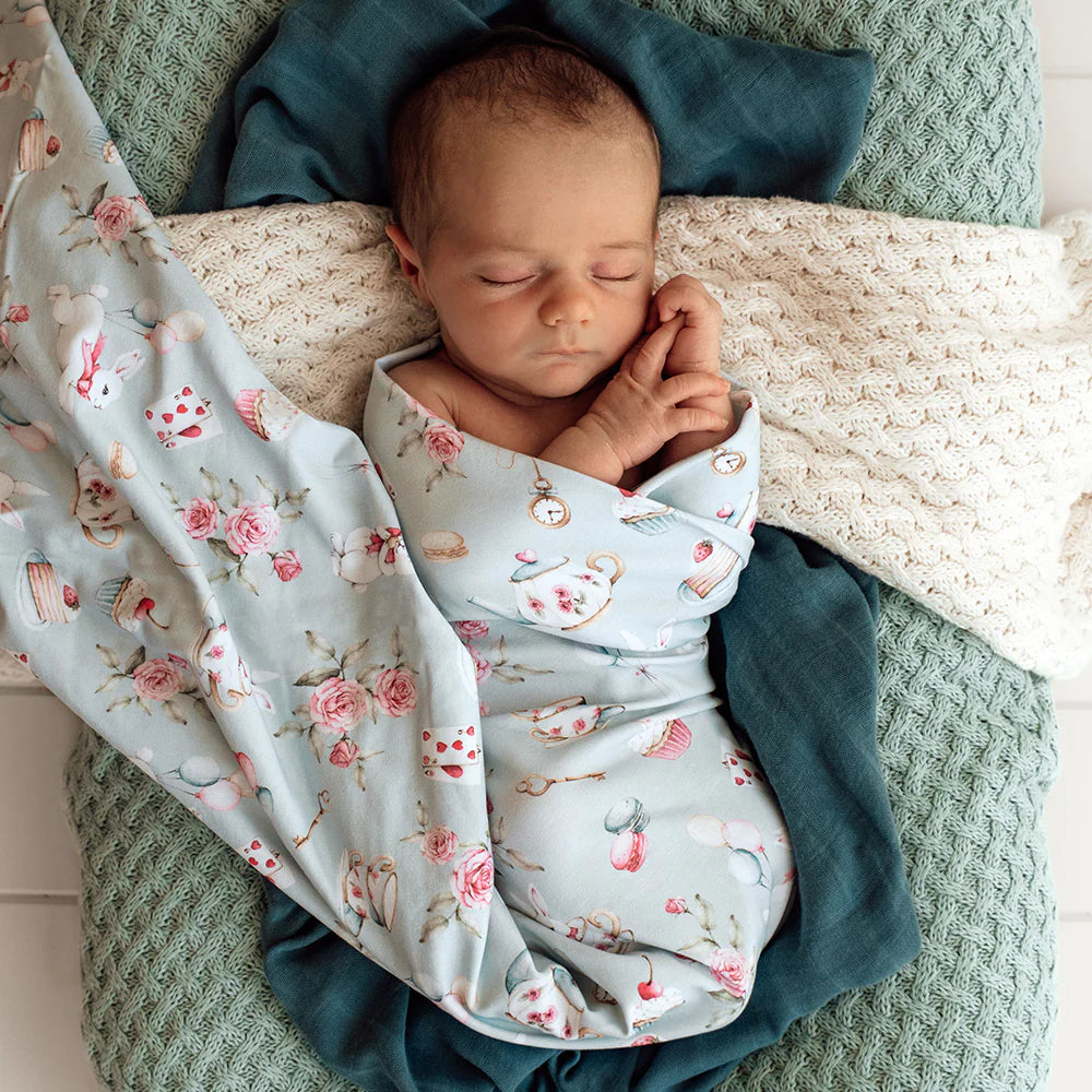 White Rabbit Organic Jersey Wrap & Beanie Set