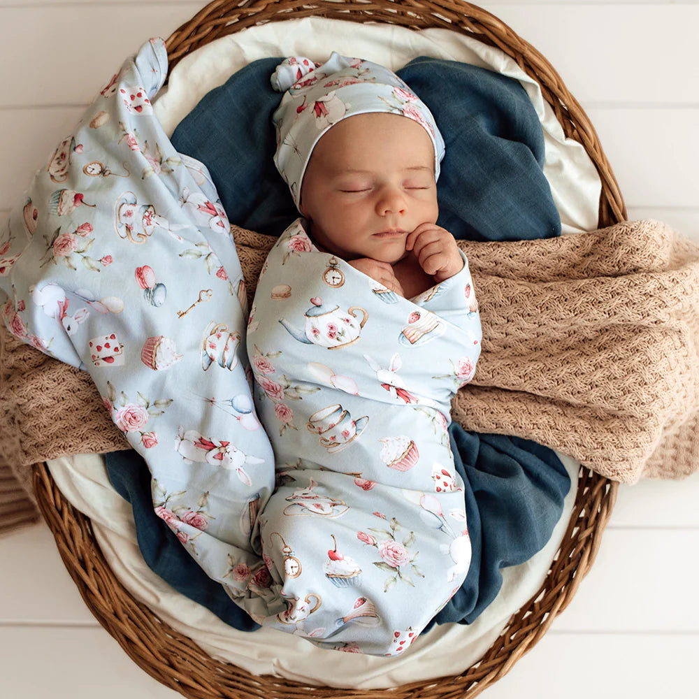 White Rabbit Organic Jersey Wrap & Beanie Set