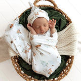 Woodland Tales Organic Jersey Wrap & Beanie Set