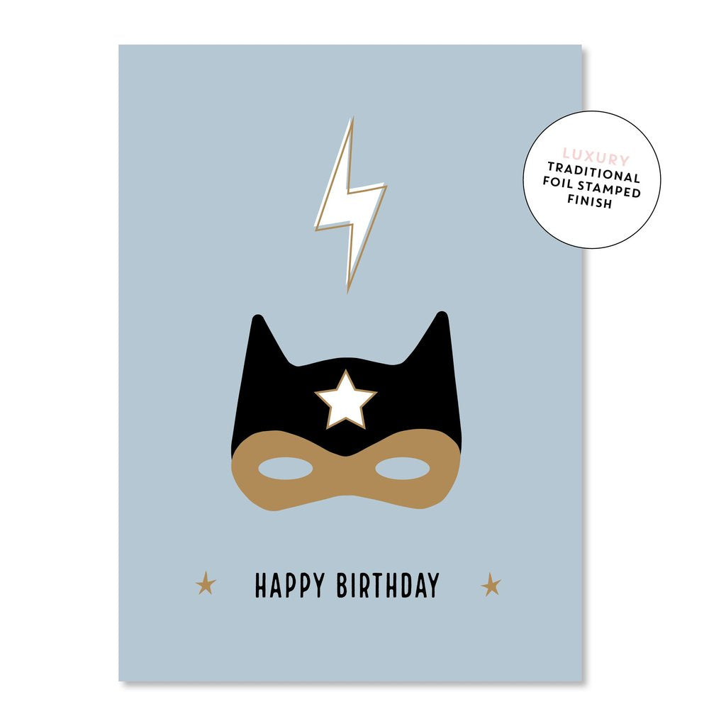 Golden Superhero Birthday Card
