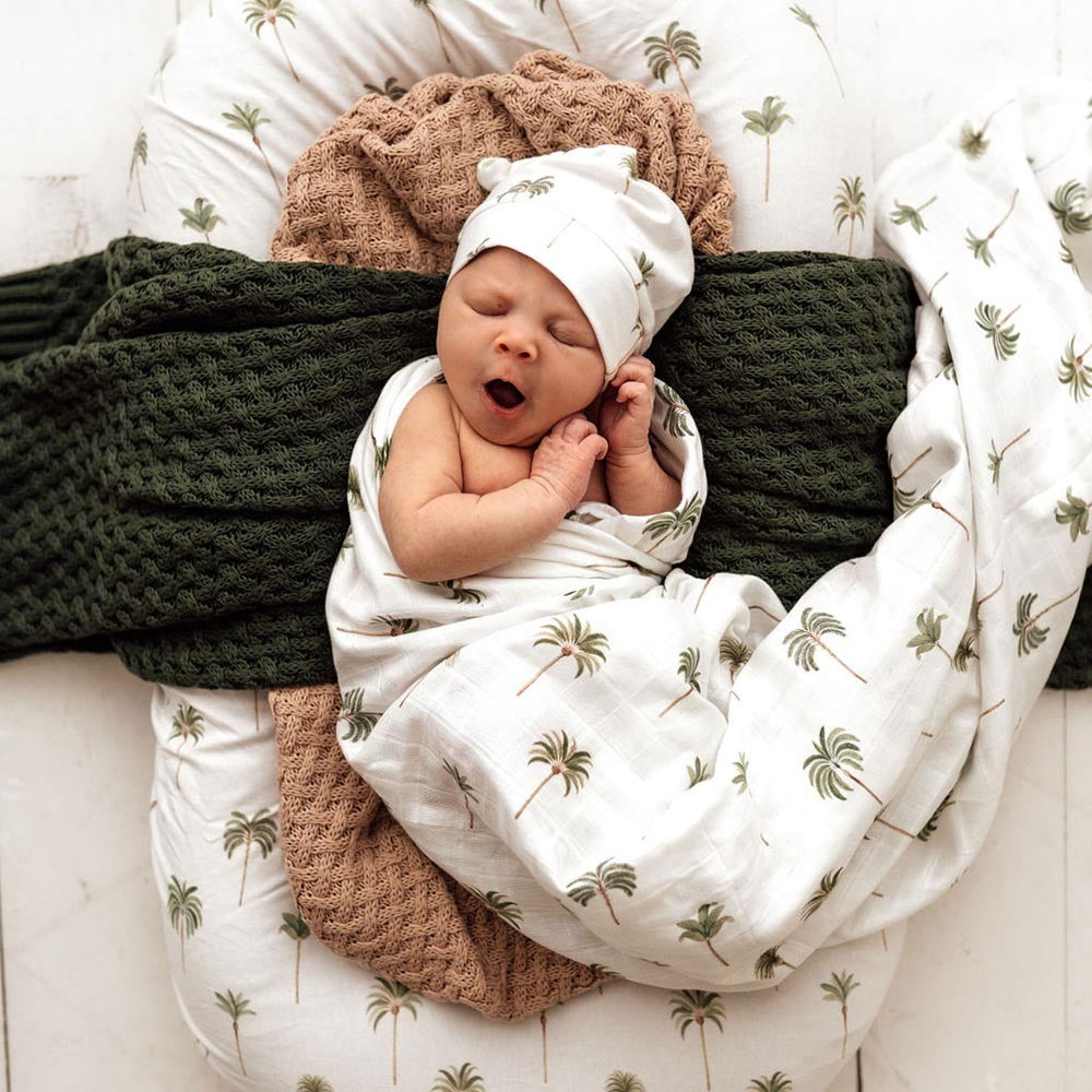 Organic Muslin Wrap - Green Palm