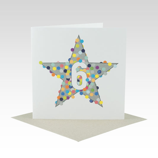 Spotty Star 6th Birthday Card